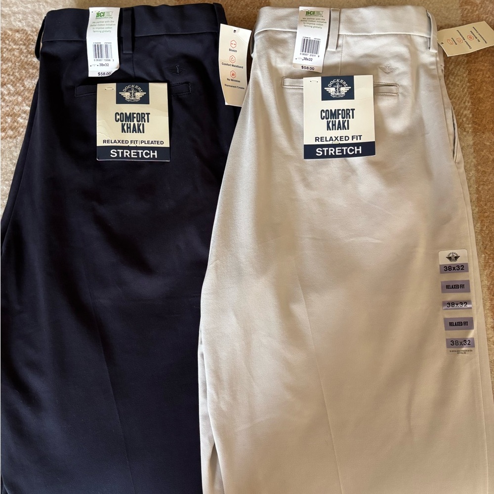 Two Dockers Men's Relaxed Fit Stretch Chinos - Black and Cream
